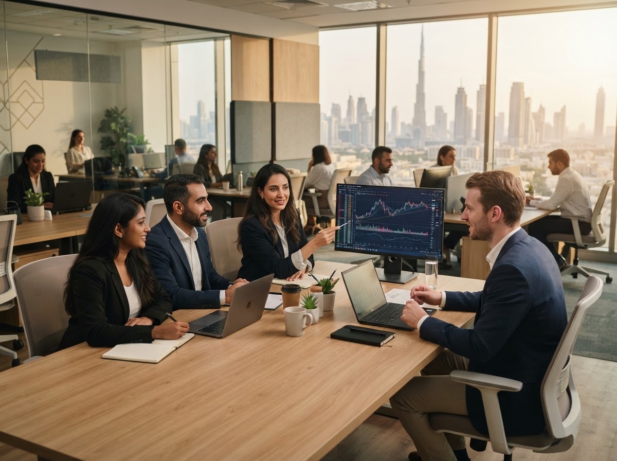 Money Flow Hunter team member reviewing data on a screen